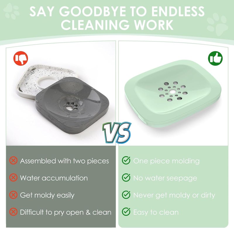 AONKEY 3L Dog Water Bowl No Spill, 101oz Large Spill Proof Dog Bowl Reduce Refill, Anti Splash No Mess Dispenser Dripless Slow Drinking Water Bowl for Sloppy Messy Drinkers (Sprout Green) - Image 2